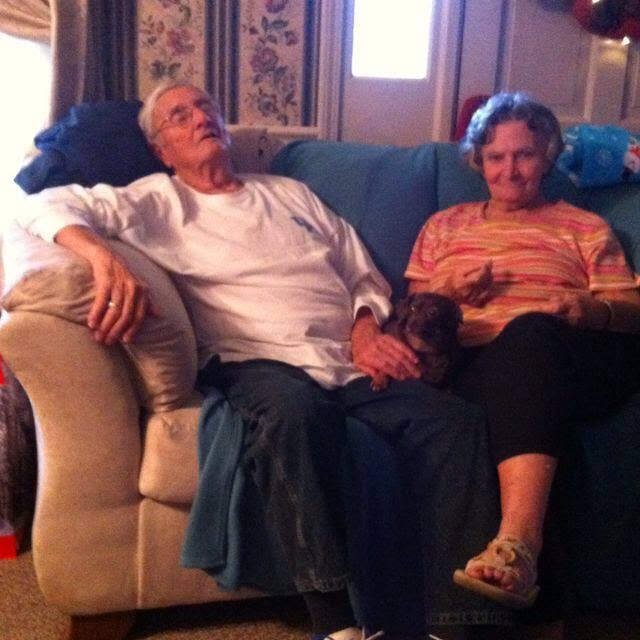 Granny with a snoring Grandad