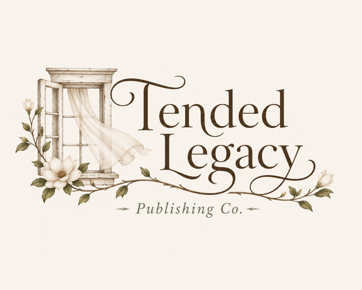 Tended Legacy Publishing Co. — farmhouse window and magnolia